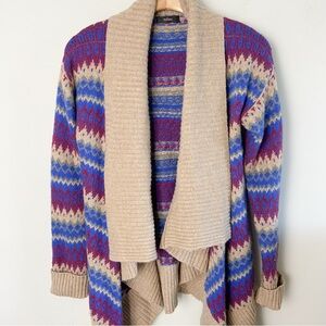LF Millau Fair Isle Knit Waterfall Cardigan Sweater | Size Small